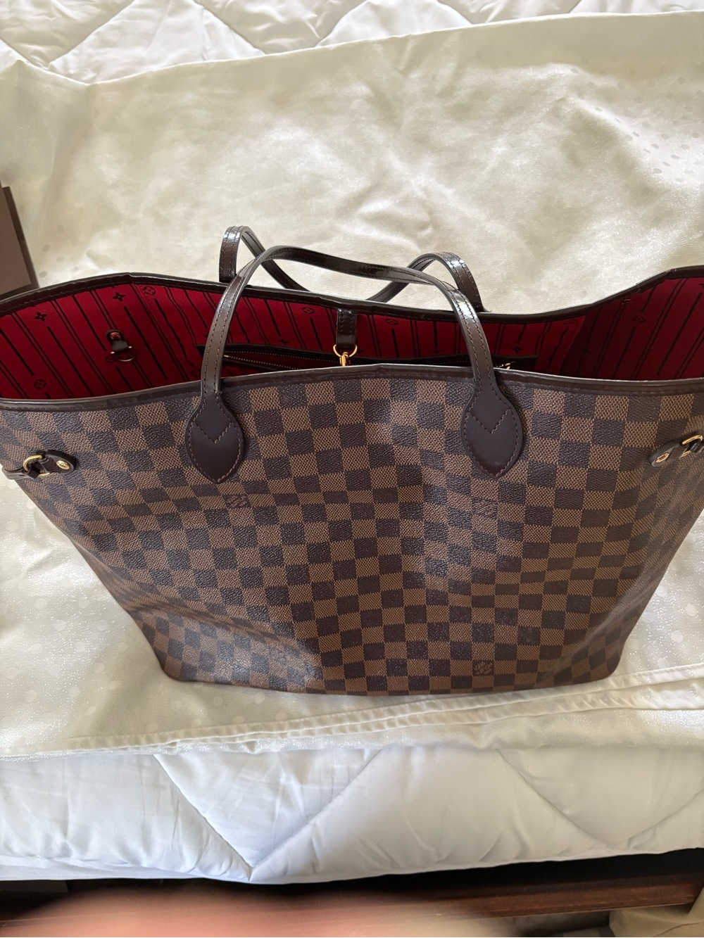 Louis Vuitton Brown Damier Ebene Tote with Dark Leather Trim - Picture 6 of 6